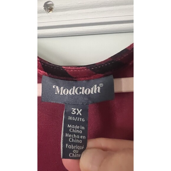 ModCloth Victorian Velvet Striped Midi Wrap Dress Women’s Size 3X Burgundy NWT - Picture 4 of 8